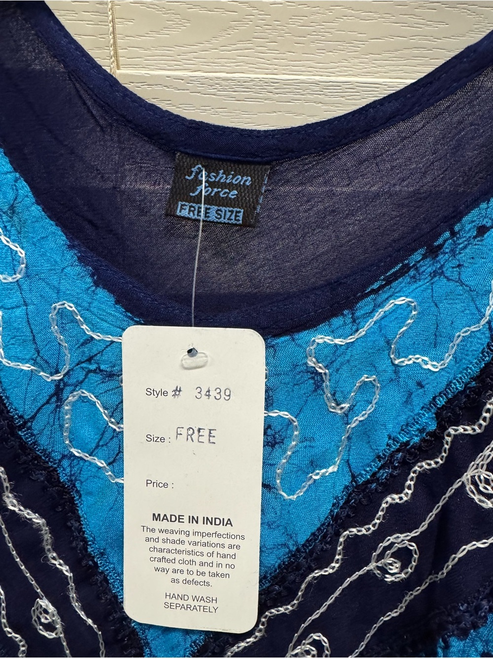 Blue & Navy Embroidered Women’s Dress - Free Size